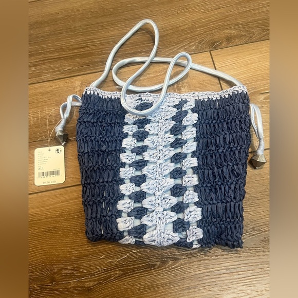 Free People Woven Drawstring Boho Heatwave Mini Bag NWT Retro - Picture 4 of 5